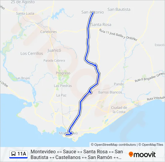 11A Ómnibus Line Map
