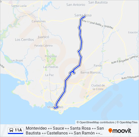 11A Ómnibus Line Map