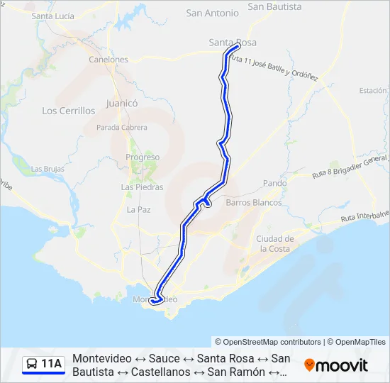 11A Ómnibus Line Map