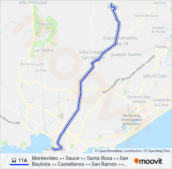 11A Ómnibus Line Map