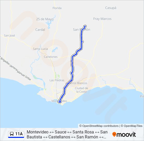 11A ómnibus Line Map