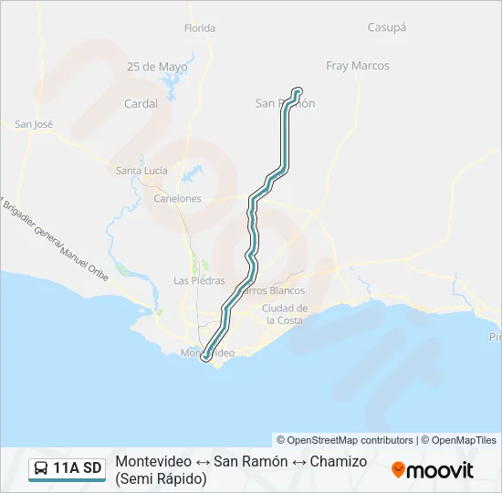 11A SD Ómnibus Line Map