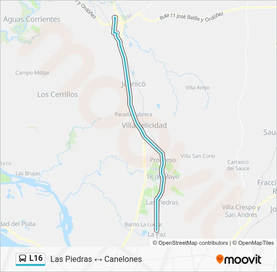 Ruta L16: horarios, paradas y mapas - La Paz - Canelones (Actualizado)