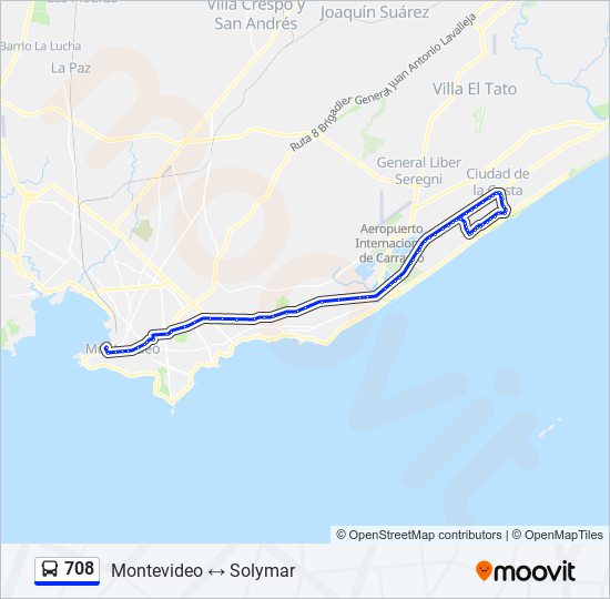708 ómnibus Line Map