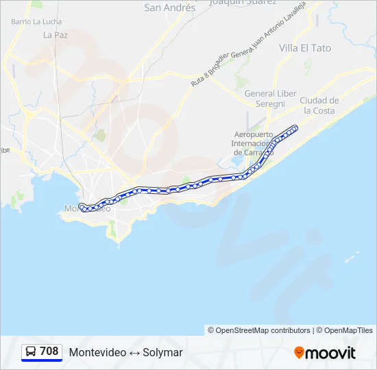 708 Ómnibus Line Map