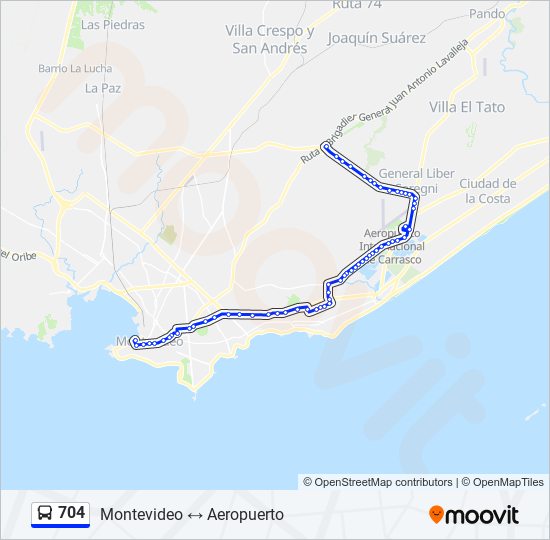 704 ómnibus Line Map