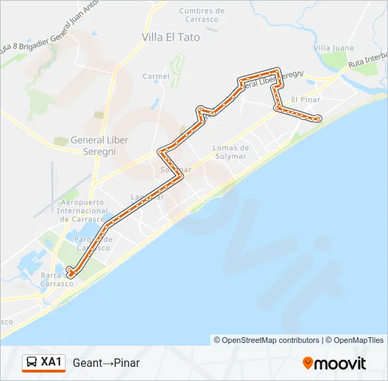 XA1 Ómnibus Line Map