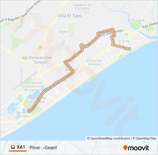 XA1 Ómnibus Line Map