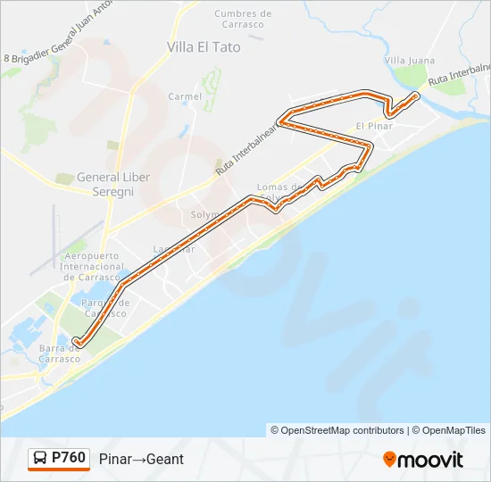 P760 Ómnibus Line Map