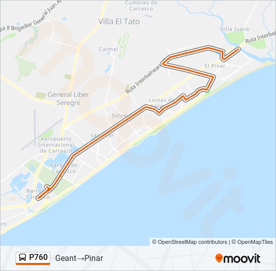 P760 Ómnibus Line Map