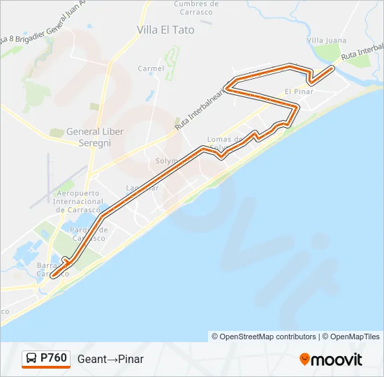 P760 Ómnibus Line Map