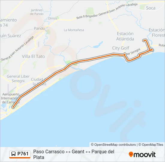 P761 Ómnibus Line Map