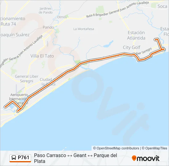 P761 Ómnibus Line Map