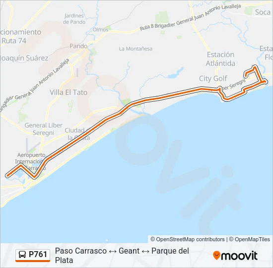 P761 Ómnibus Line Map
