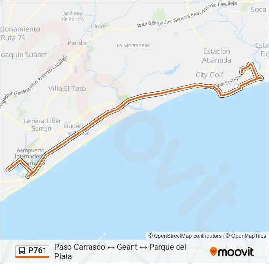 P761 Ómnibus Line Map
