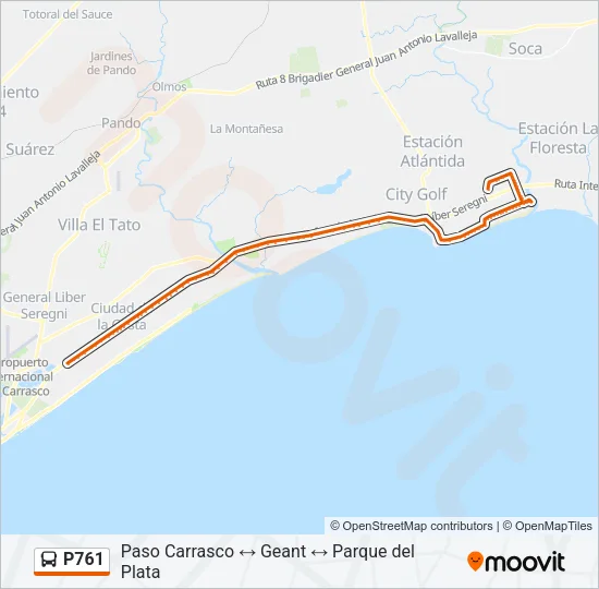 P761 Ómnibus Line Map