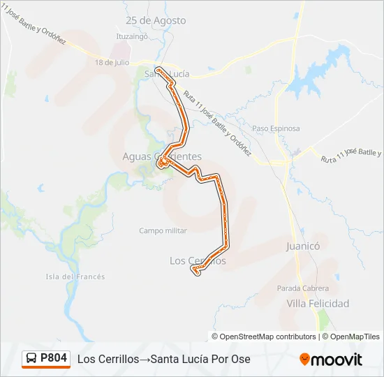 P804 Ómnibus Line Map