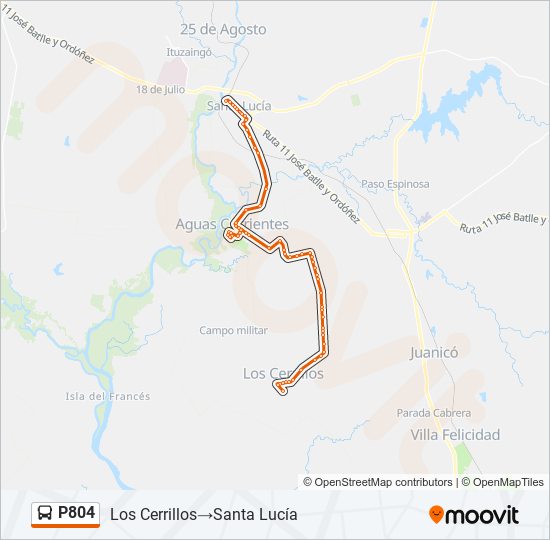 P804 Ómnibus Line Map