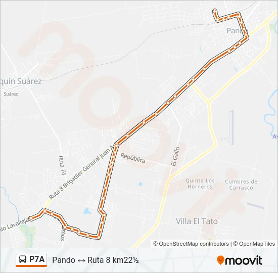 P7A Ómnibus Line Map