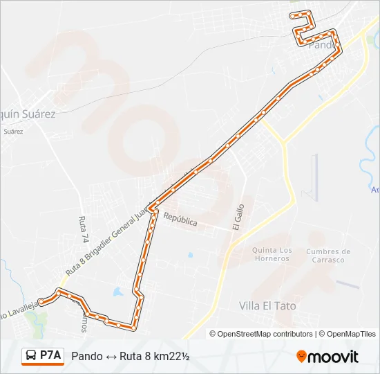 P7A Ómnibus Line Map