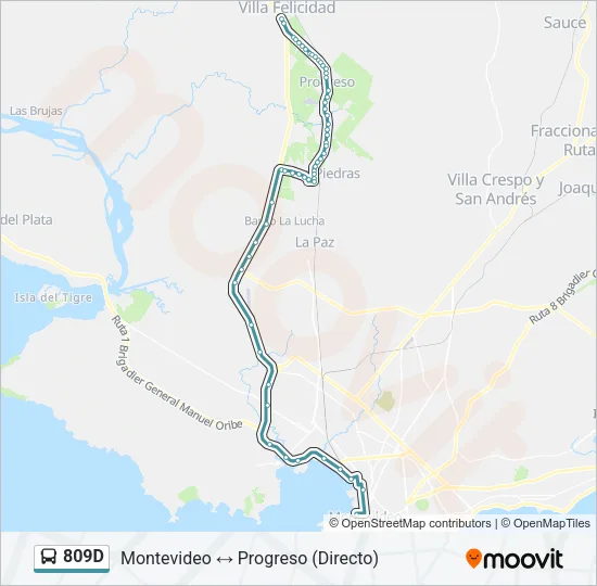 809D Ómnibus Line Map