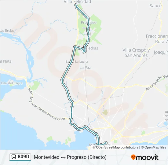 809D Ómnibus Line Map