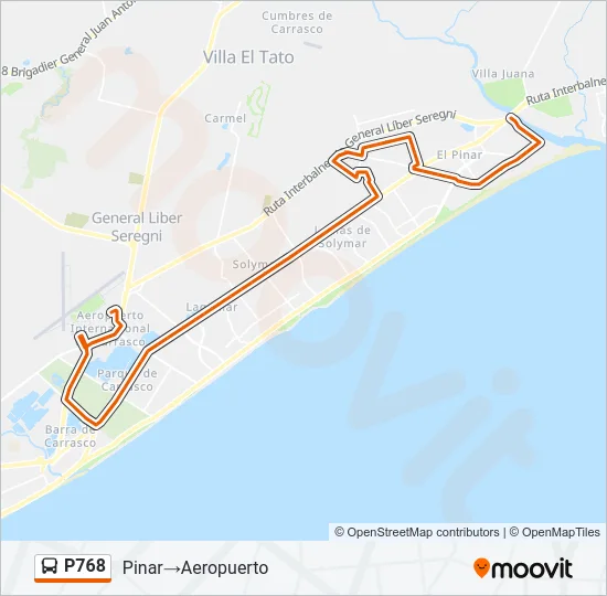 P768 Ómnibus Line Map