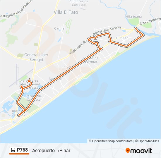 P768 Ómnibus Line Map