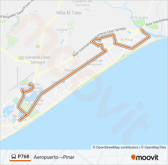 P768 Ómnibus Line Map