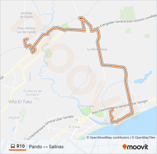 Mapa de R10 de Ómnibus