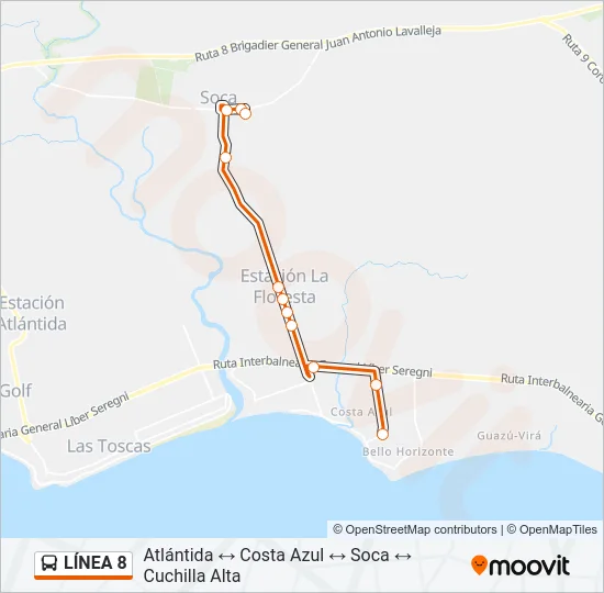 LÍNEA 8 Ómnibus Line Map