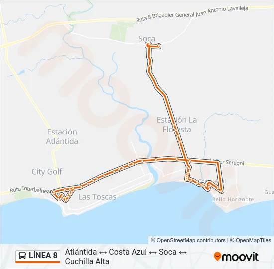 LÍNEA 8 Ómnibus Line Map