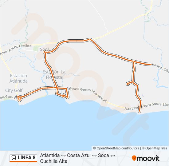 LÍNEA 8 Ómnibus Line Map