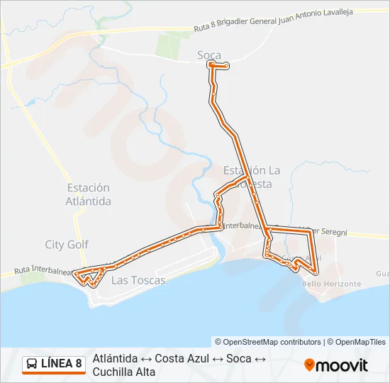 LÍNEA 8 Ómnibus Line Map