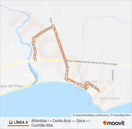 LÍNEA 8 Ómnibus Line Map