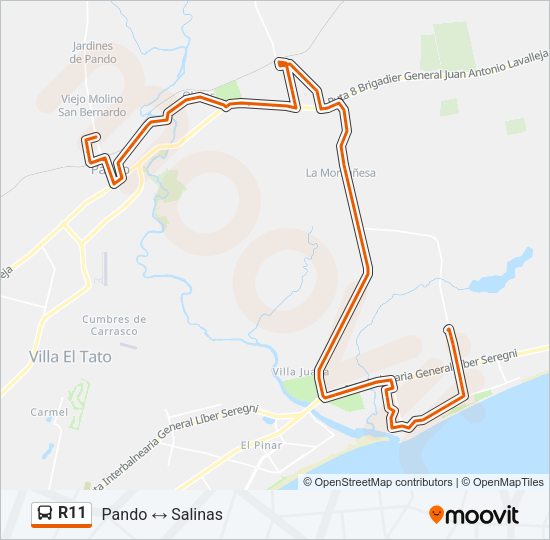 R11 Ómnibus Line Map