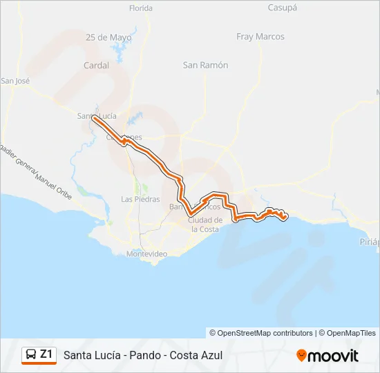 Z1 Ómnibus Line Map