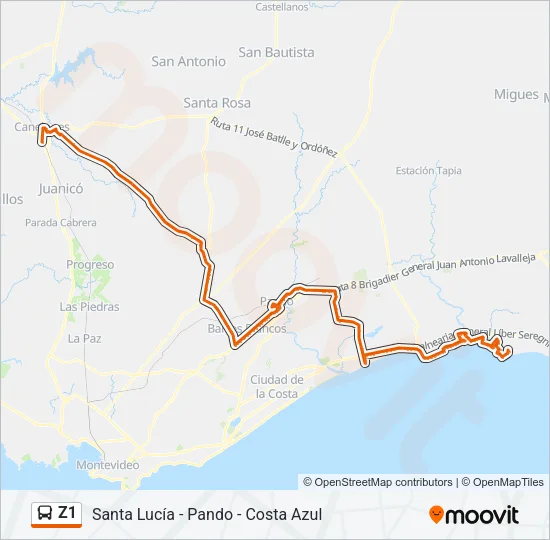 Z1 Ómnibus Line Map