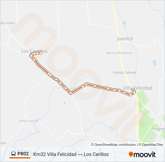 P802 Ómnibus Line Map