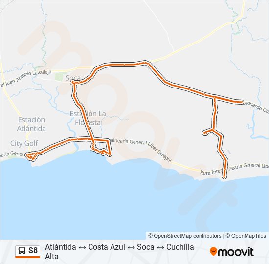 Mapa de S8 de ómnibus