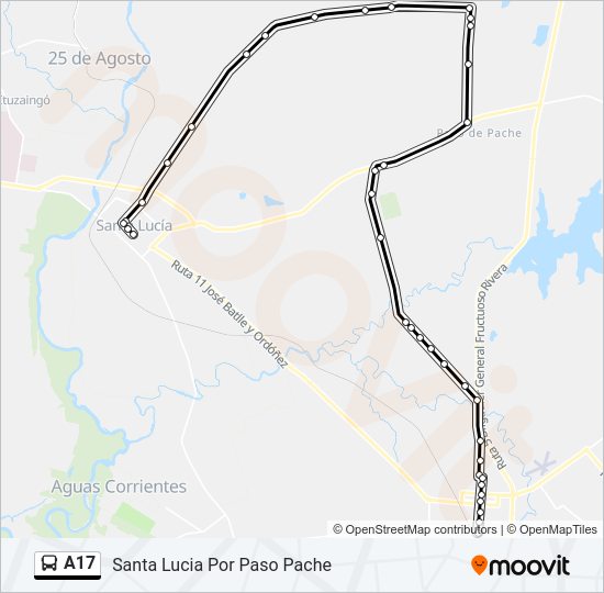 A17 Ómnibus Line Map