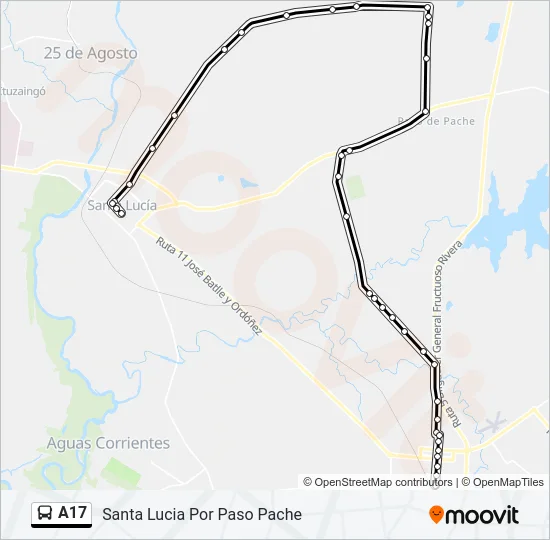 A17 Ómnibus Line Map