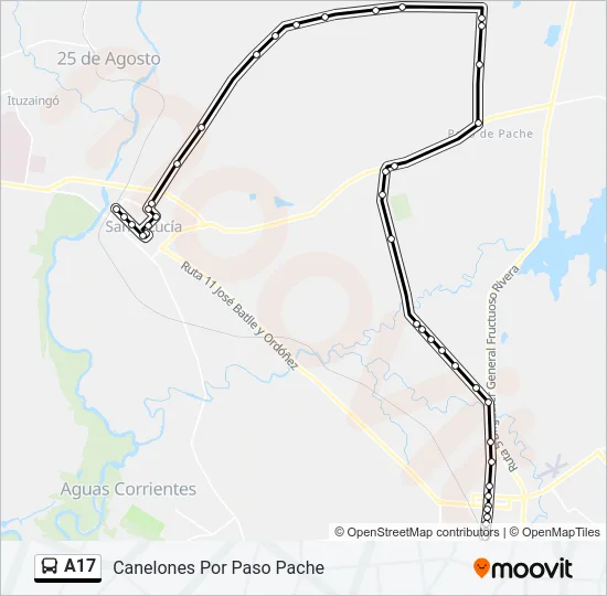 A17 Ómnibus Line Map