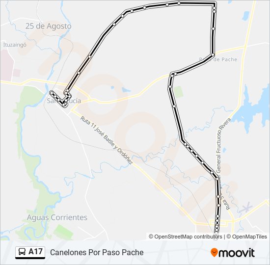 Mapa de A17 de ómnibus