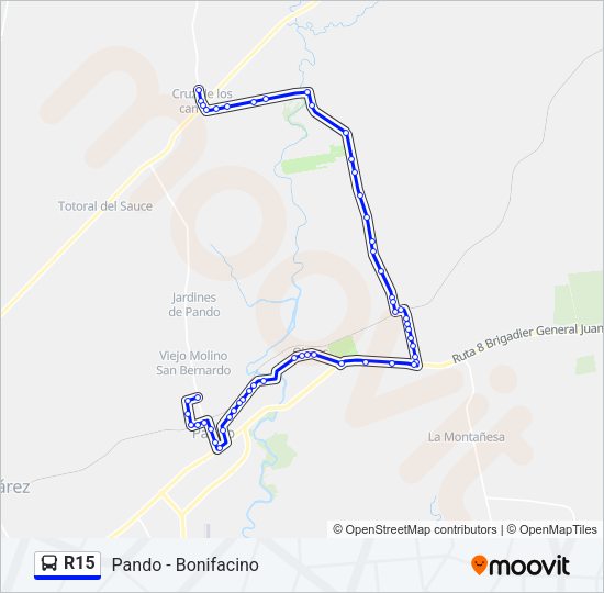 R15 Ómnibus Line Map