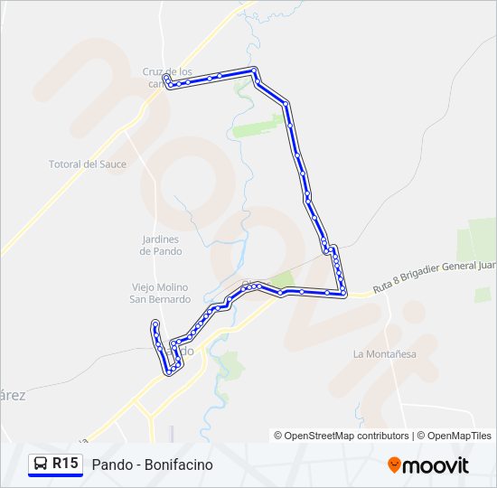 R15 Ómnibus Line Map