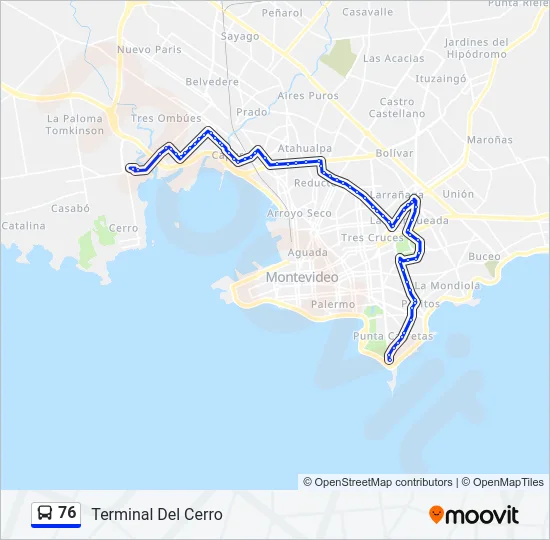 76 Ómnibus Line Map