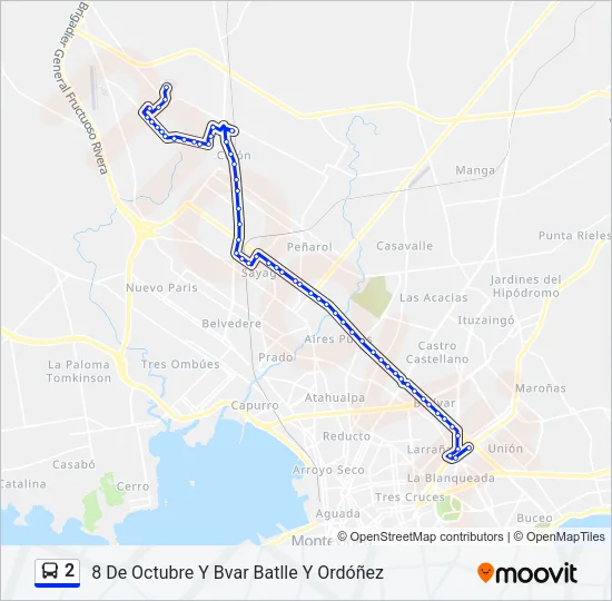 2 Ómnibus Line Map