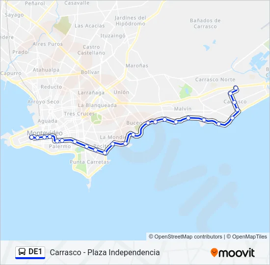 DE1 Ómnibus Line Map