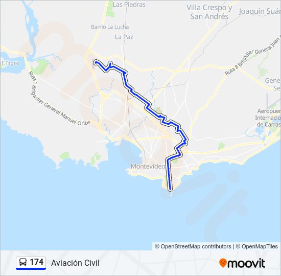 174 ómnibus Line Map